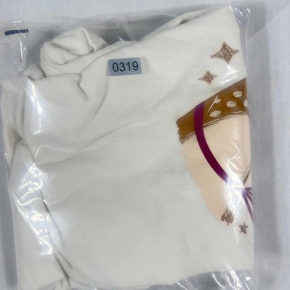 Cat & Jack Girls White Long Sleeve Deer Graphic Tee Shirt Size 5T Glitter Antler